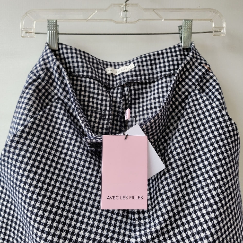 Avec Les Filles Black and White Checkered Flare Pants Size 6 High Waist Neutral - Picture 9 of 14
